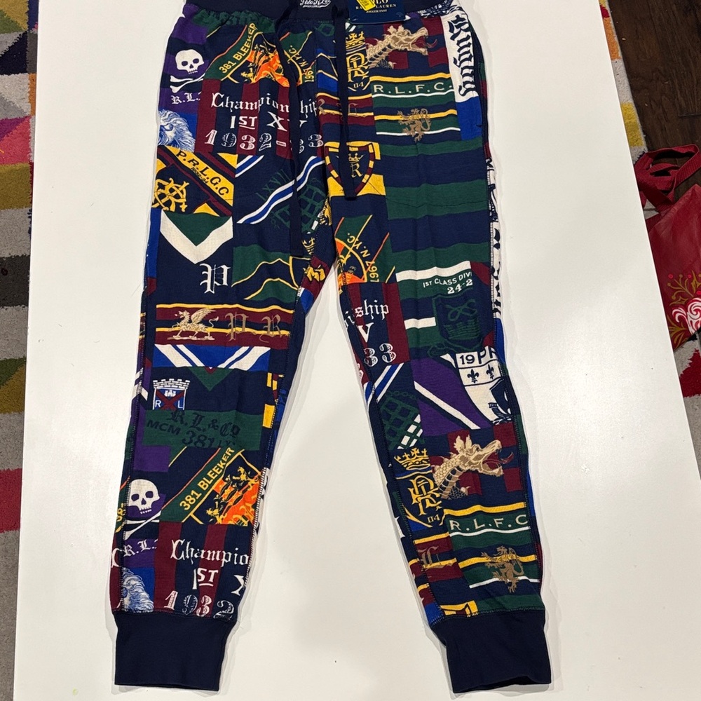 Men’s Polo Ralph Lauren Collegiate Print Waffle-Knit Sleep Jogger size Medium